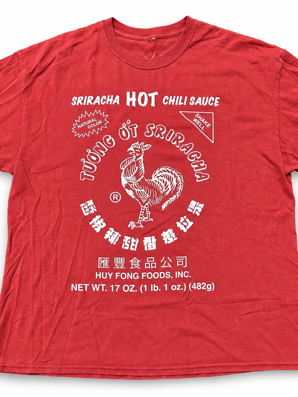 Huy Fong Foods Sriracha Graphic T-Shirt Mens 2XL Red Cotton Short Sleeve